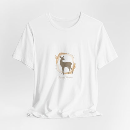 Minimal Deer Silhouette Tee | neutral animal spots, quiet nature pattern