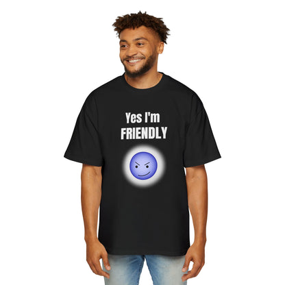 Funny 'Yes I'm Friendly' Tee with Winking Angry Emoji