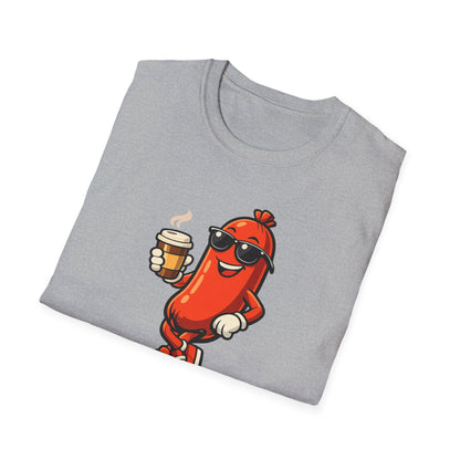 Powered by Bad Decisions Funny T-Shirt – Hot Dog Coffee Graphic Cotton Tee