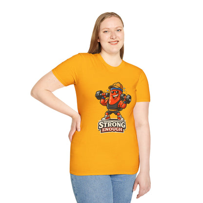 Strong Enough T-Shirt – Cute Dumbbell Gym Graphic Lightweight Cotton Tee
