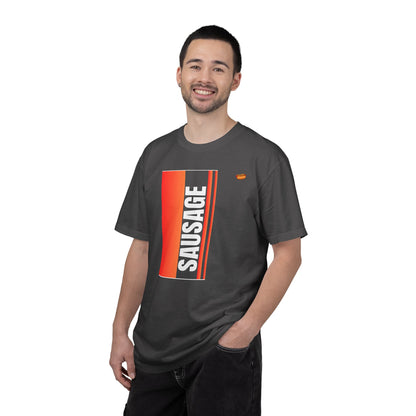 Sausage Retro Stripe T‑Shirt — Bold Vertical BBQ Graphic Tee