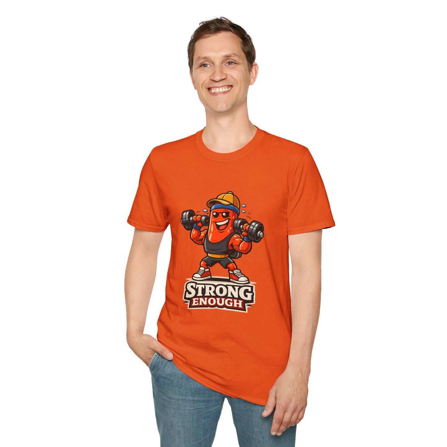 Strong Enough T-Shirt – Cute Dumbbell Gym Graphic Lightweight Cotton Tee