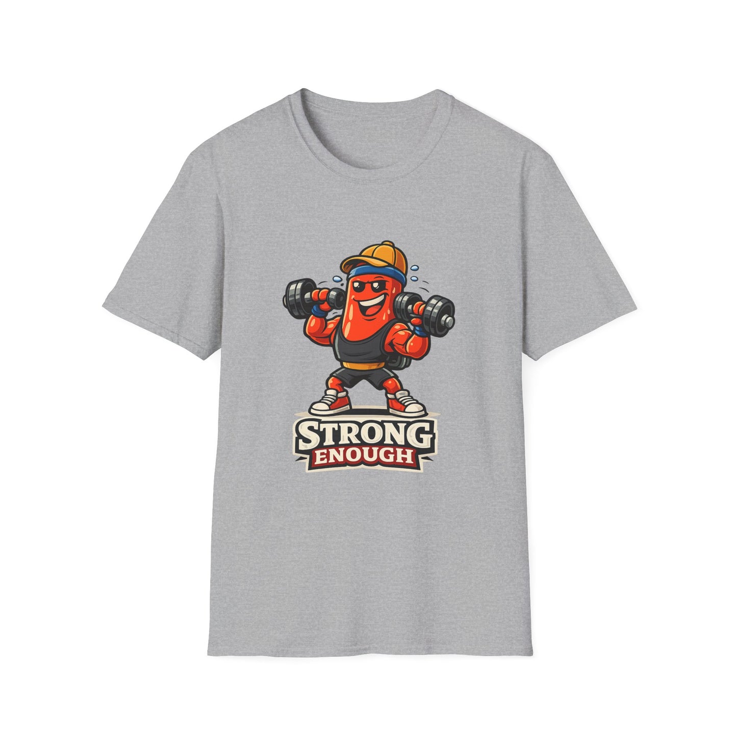 Strong Enough T-Shirt – Cute Dumbbell Gym Graphic Lightweight Cotton Tee