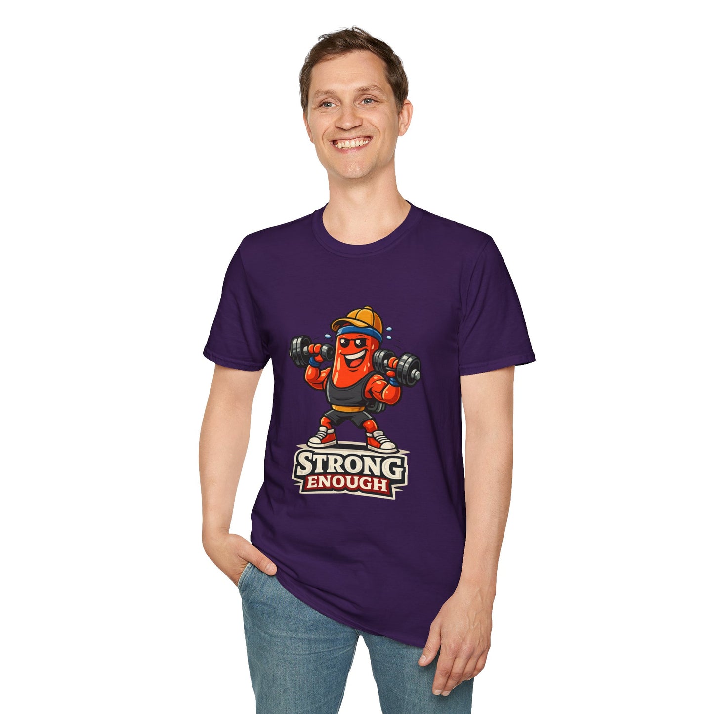 Strong Enough T-Shirt – Cute Dumbbell Gym Graphic Lightweight Cotton Tee