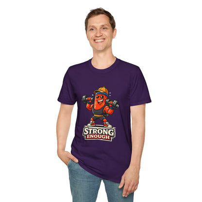 Strong Enough T-Shirt – Cute Dumbbell Gym Graphic Lightweight Cotton Tee