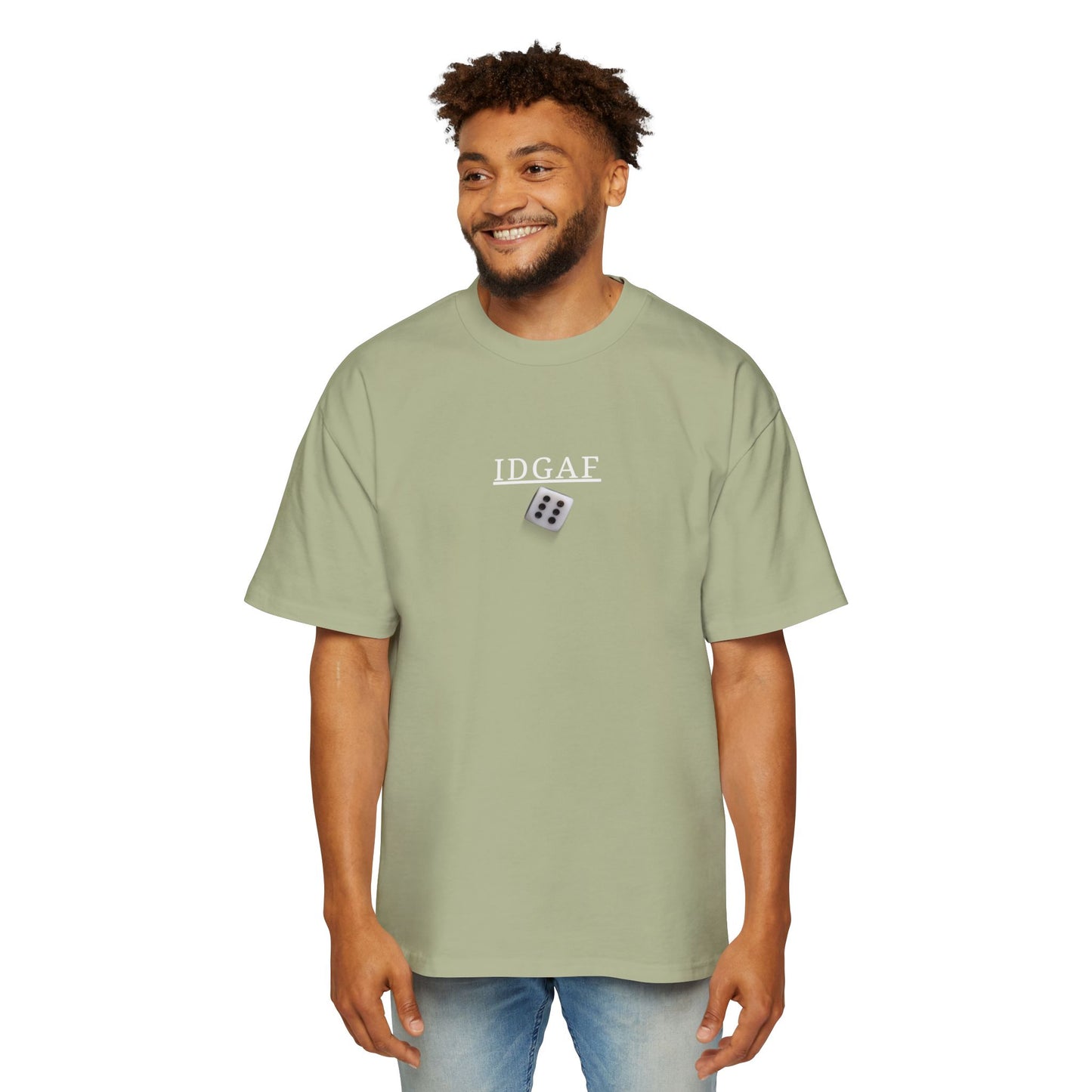 IDGAF Dice Graphic Tee — Bold Red Oversized Men’s T‑Shirt