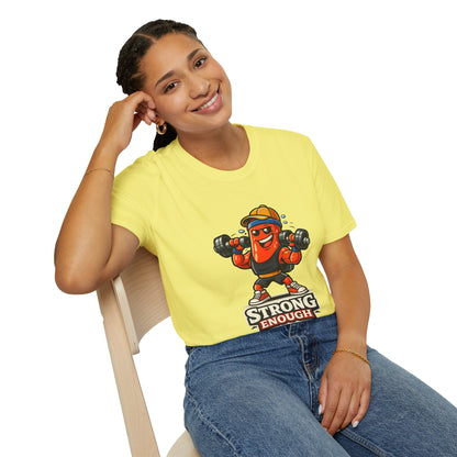Strong Enough T-Shirt – Cute Dumbbell Gym Graphic Lightweight Cotton Tee
