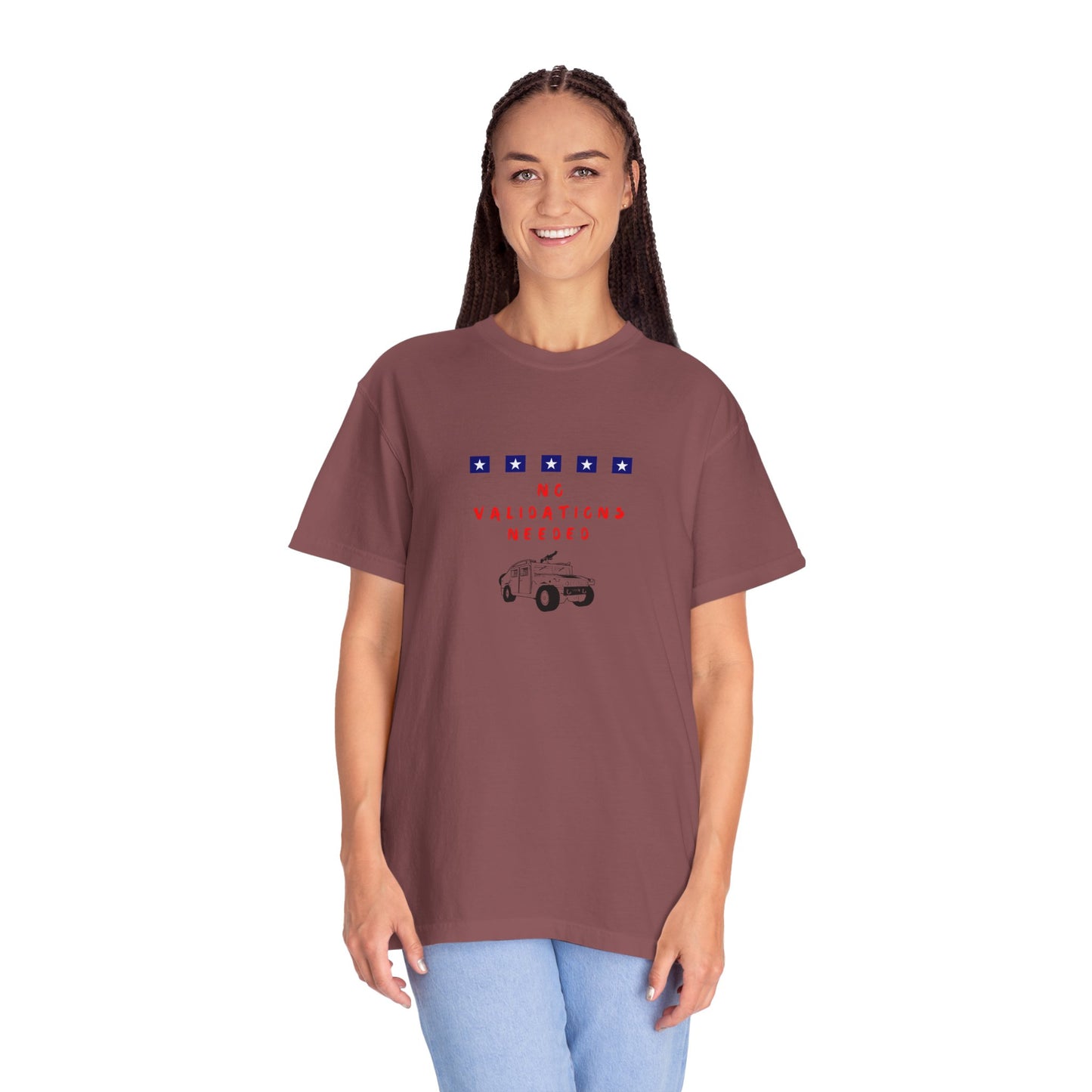 T-Shirt — "No Validations Needed" Patriotic Truck Graphic