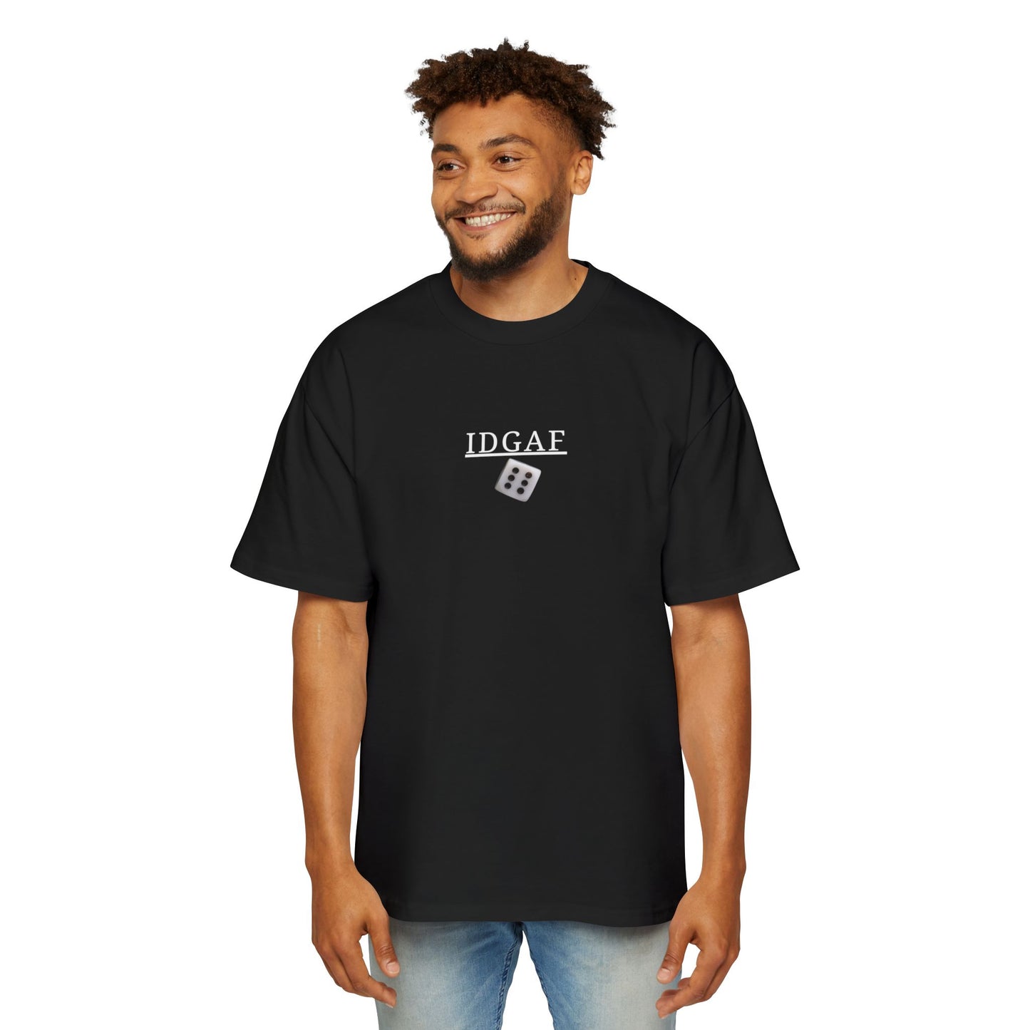 IDGAF Dice Graphic Tee — Bold Red Oversized Men’s T‑Shirt