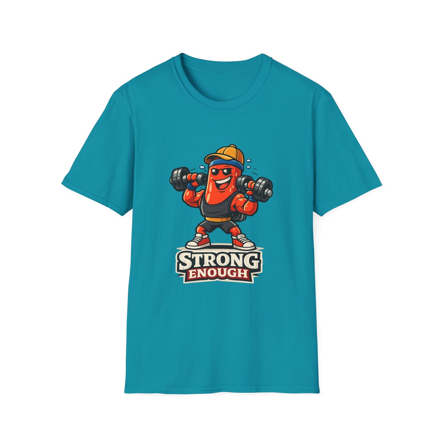 Strong Enough T-Shirt – Cute Dumbbell Gym Graphic Lightweight Cotton Tee