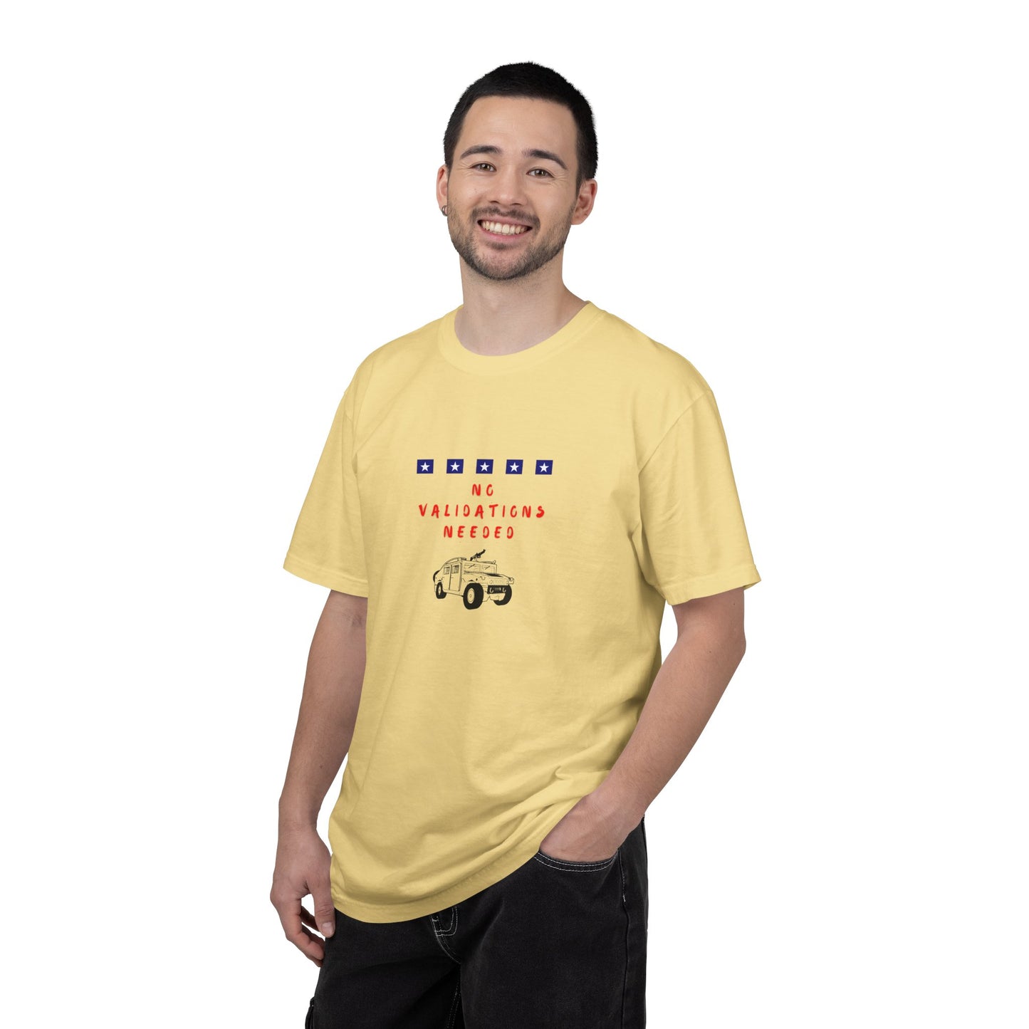 T-Shirt — "No Validations Needed" Patriotic Truck Graphic