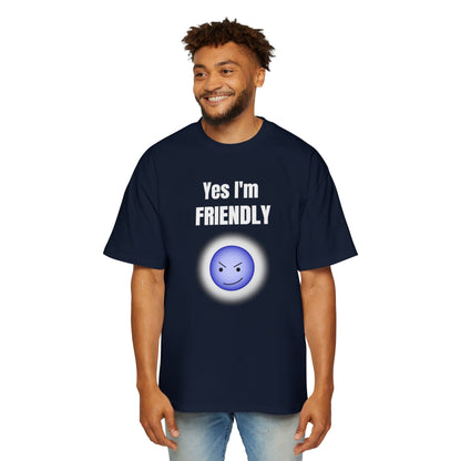 Funny 'Yes I'm Friendly' Tee with Winking Angry Emoji