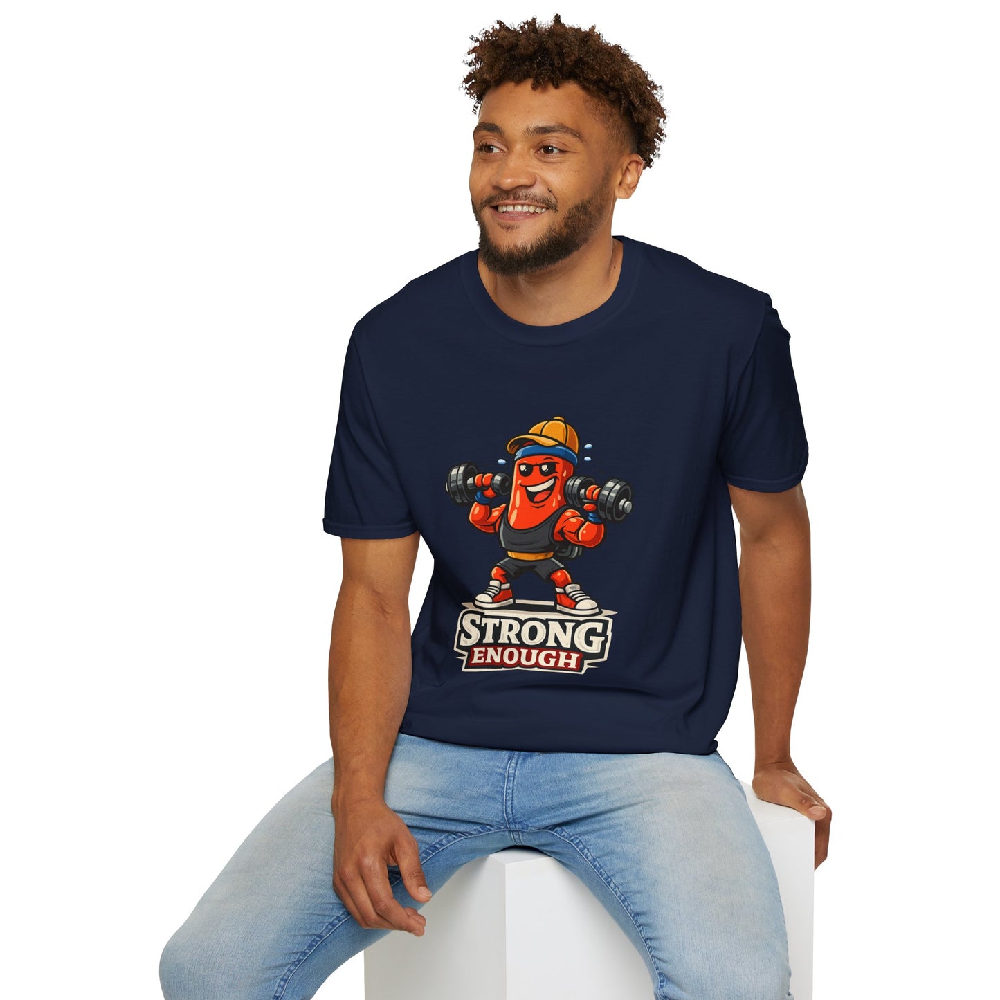 Strong Enough T-Shirt – Cute Dumbbell Gym Graphic Lightweight Cotton Tee