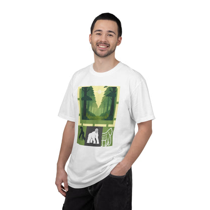 Sasquatch Forest Graphic T-Shirt — Bigfoot Nature Adventure Tee