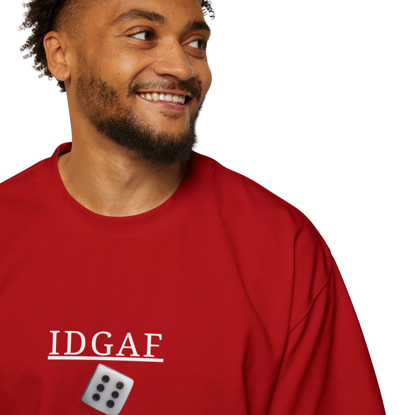 IDGAF Dice Graphic Tee — Bold Red Oversized Men’s T‑Shirt