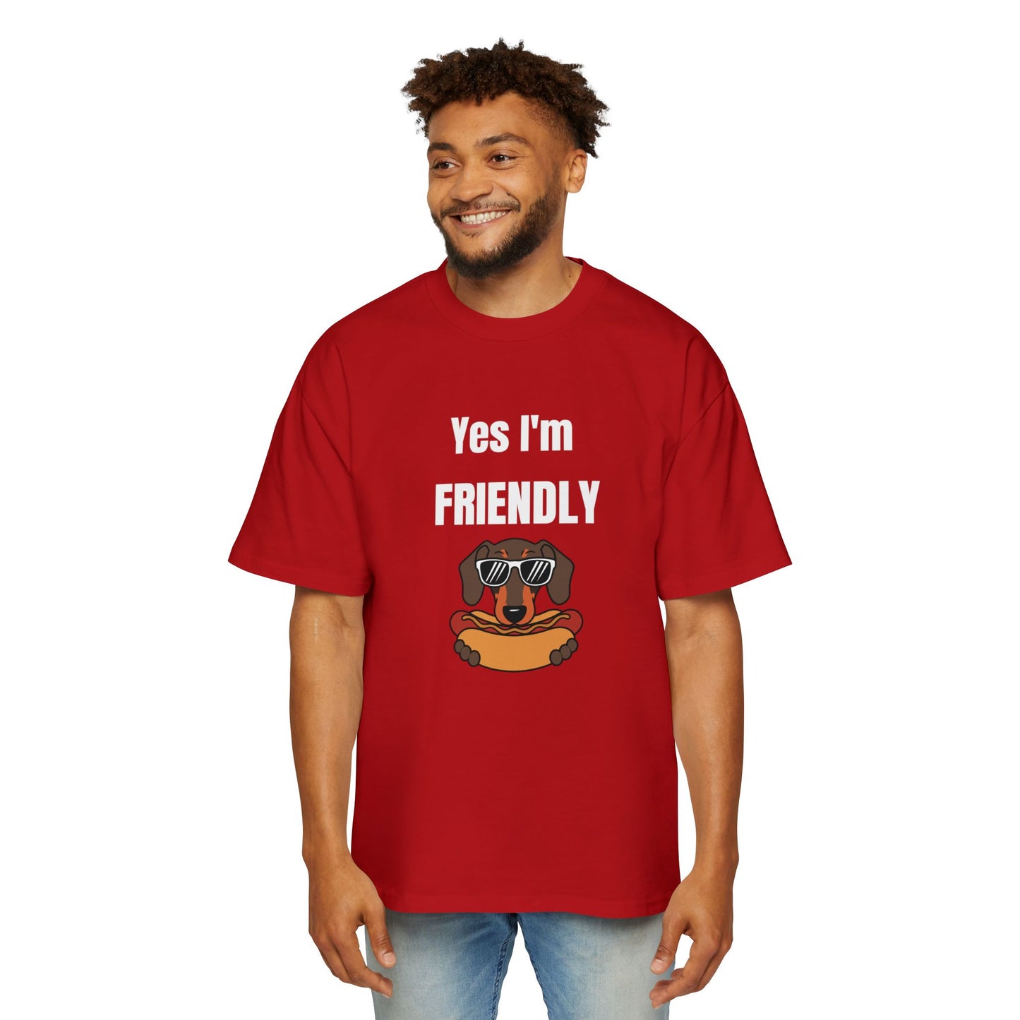 Yes I'm Friendly Dog Graphic Tee — Funny Dachshund Sunglasses T-Shirt