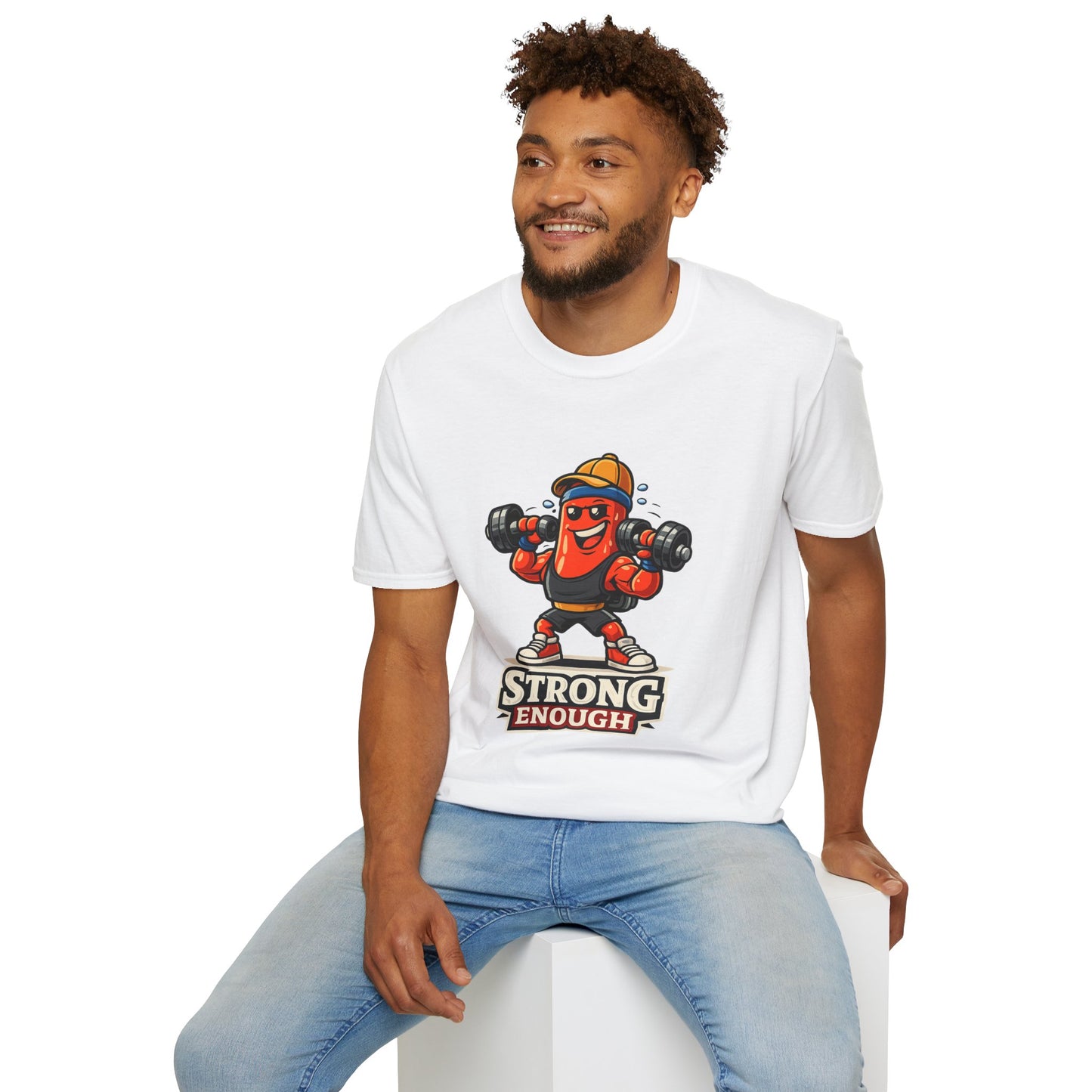 Strong Enough T-Shirt – Cute Dumbbell Gym Graphic Lightweight Cotton Tee