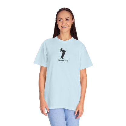 T-Shirt — Funny Tall Joke Design “I May be long, but my patience is short.”