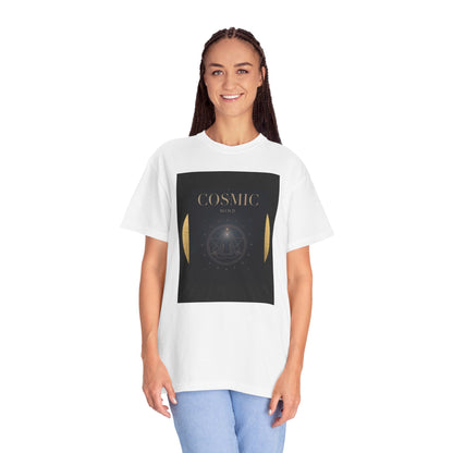Cosmic Moon Phase T-Shirt — "COSMIC" Gold Celestial Graphic Tee