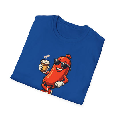Powered by Bad Decisions Funny T-Shirt – Hot Dog Coffee Graphic Cotton Tee