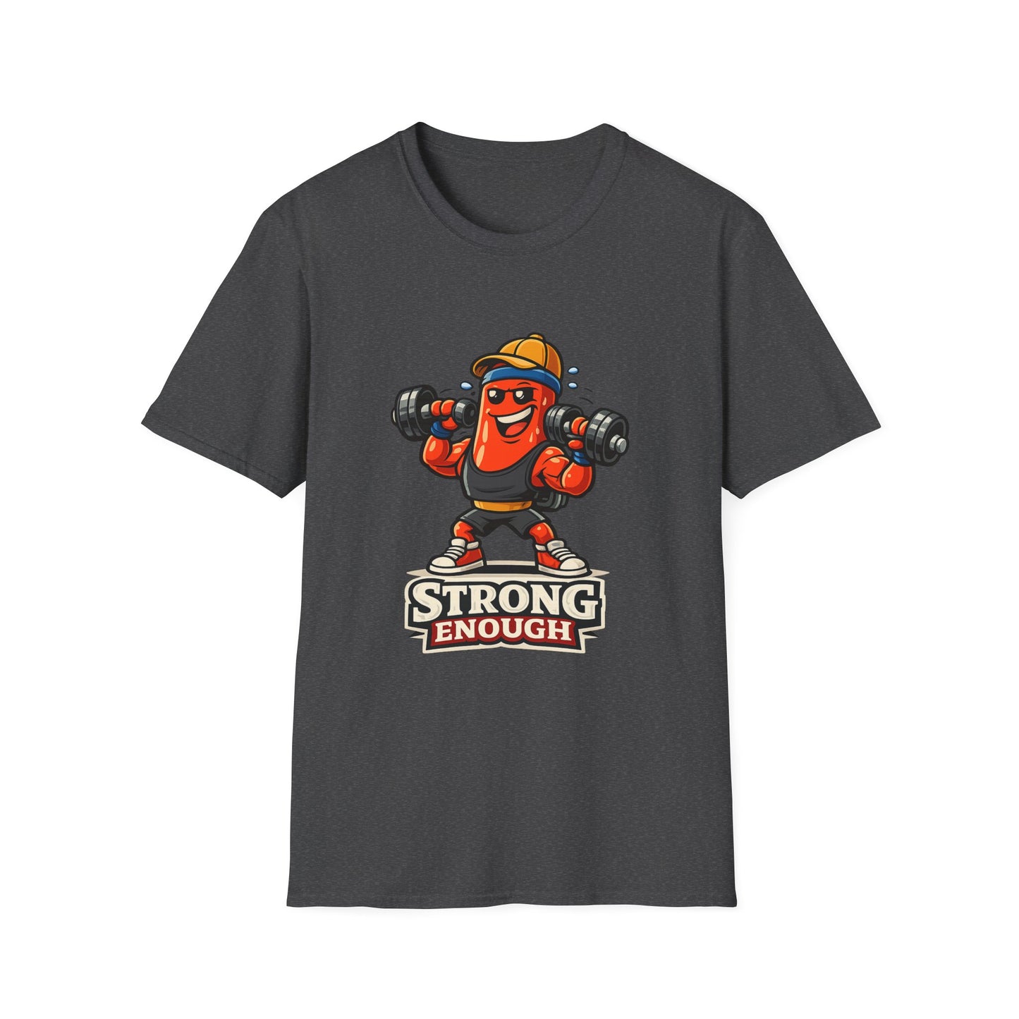 Strong Enough T-Shirt – Cute Dumbbell Gym Graphic Lightweight Cotton Tee