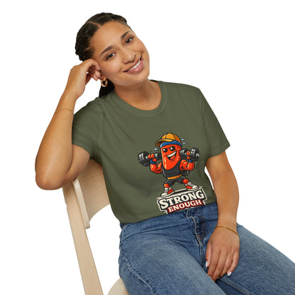 Strong Enough T-Shirt – Cute Dumbbell Gym Graphic Lightweight Cotton Tee