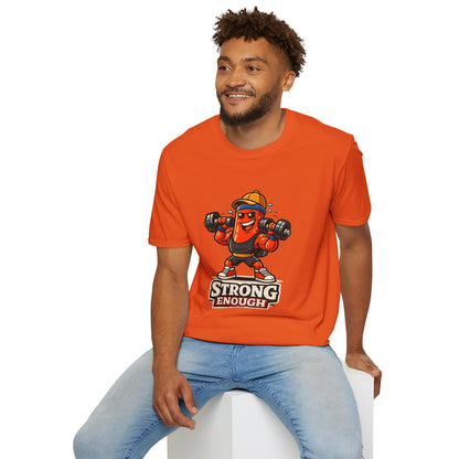 Strong Enough T-Shirt – Cute Dumbbell Gym Graphic Lightweight Cotton Tee