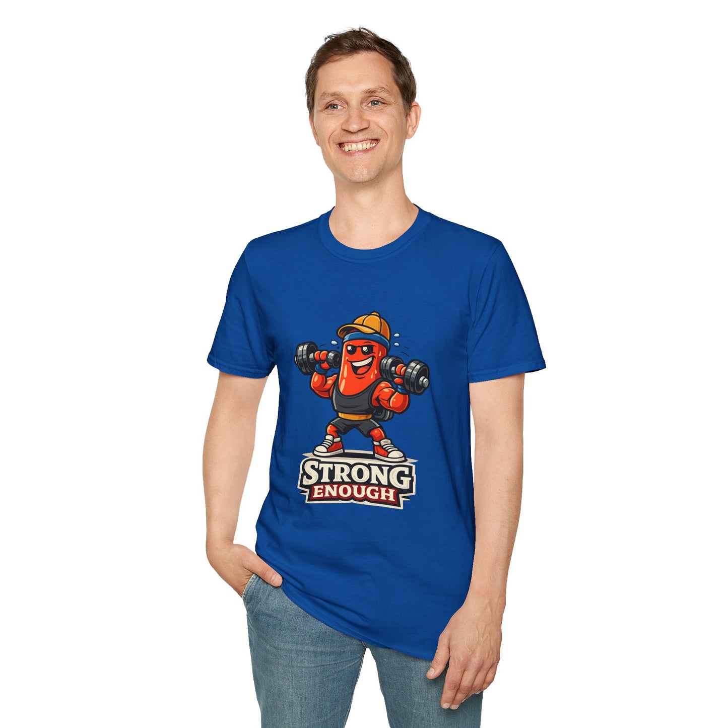 Strong Enough T-Shirt – Cute Dumbbell Gym Graphic Lightweight Cotton Tee