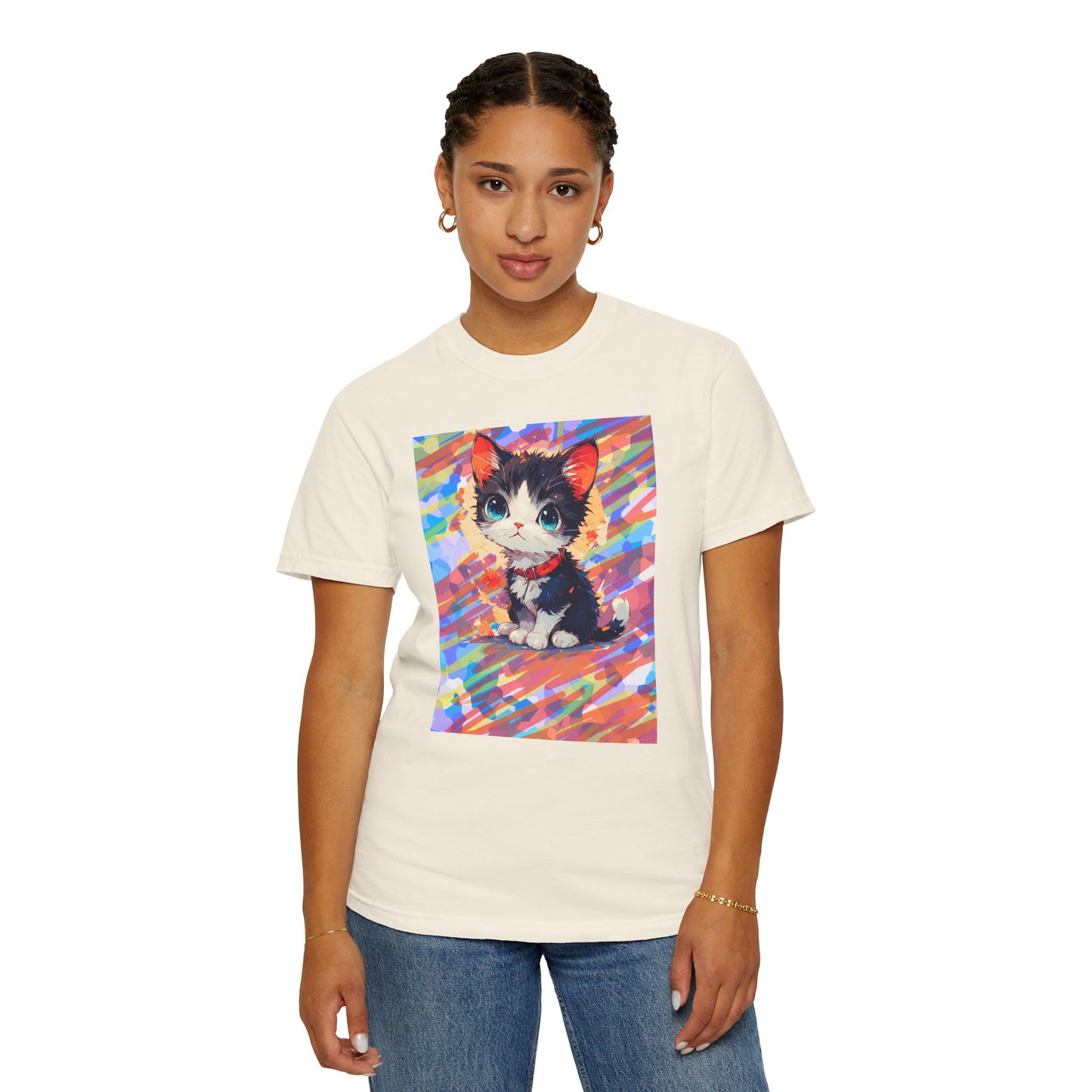Cute Kawaii Kitten T-Shirt — Colorful Anime Cat Graphic Tee