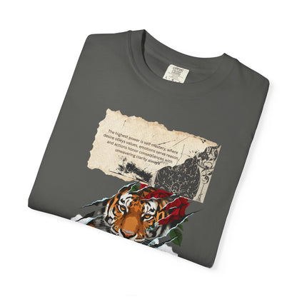 Tiger 'Power' Graphic T-Shirt — Vintage-Inspired Fierce Wildlife Tee