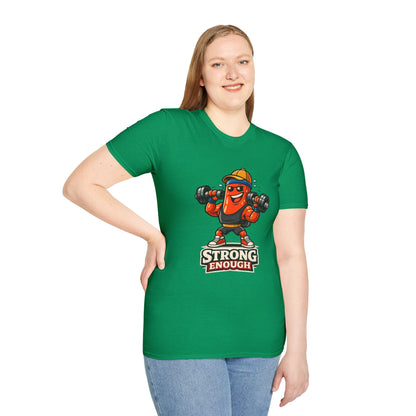 Strong Enough T-Shirt – Cute Dumbbell Gym Graphic Lightweight Cotton Tee