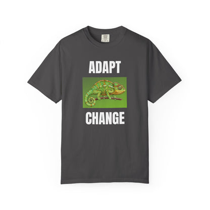 Adapt & Change Grey T-Shirt — Chameleon Graphic Tee for Growth & Motivation