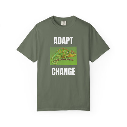 Adapt & Change Moss green T-Shirt — Chameleon Graphic Tee for Growth & Motivation