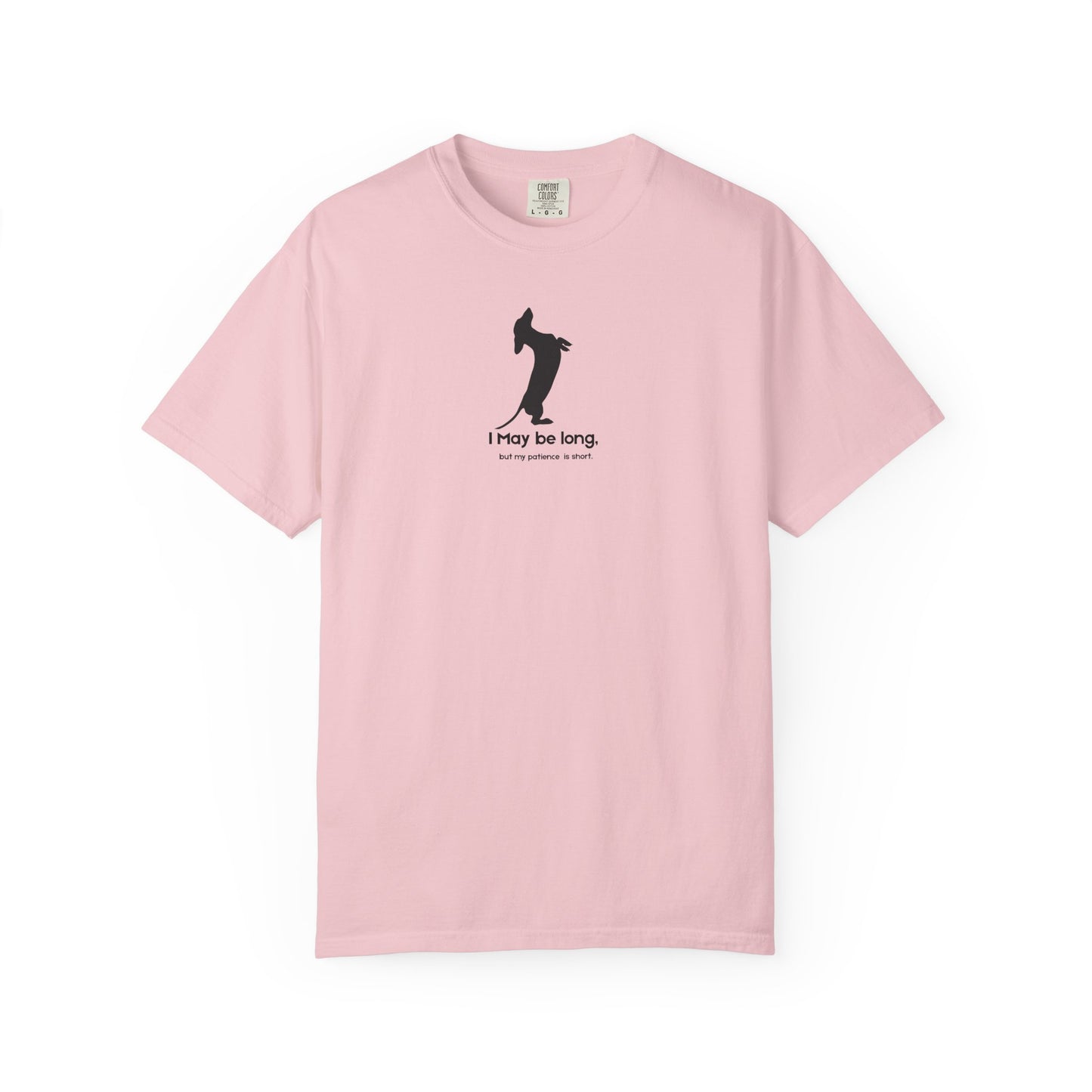Baby pink   _t-shirt_with_black_I_may_be_long_but_my_patience_is_short