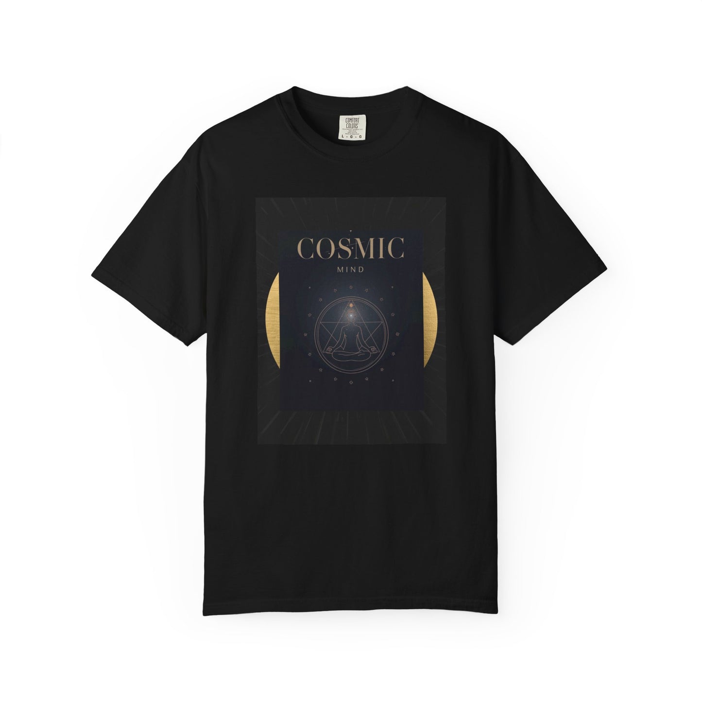 Black    Cosmic Moon Phase T-Shirt — "COSMIC" Gold Celestial Graphic Tee