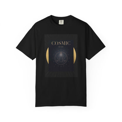 Black    Cosmic Moon Phase T-Shirt — "COSMIC" Gold Celestial Graphic Tee