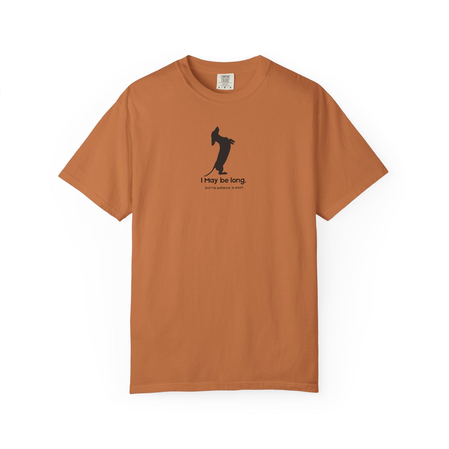 Brown  t-shirt with black I may be long, but my patience is short 