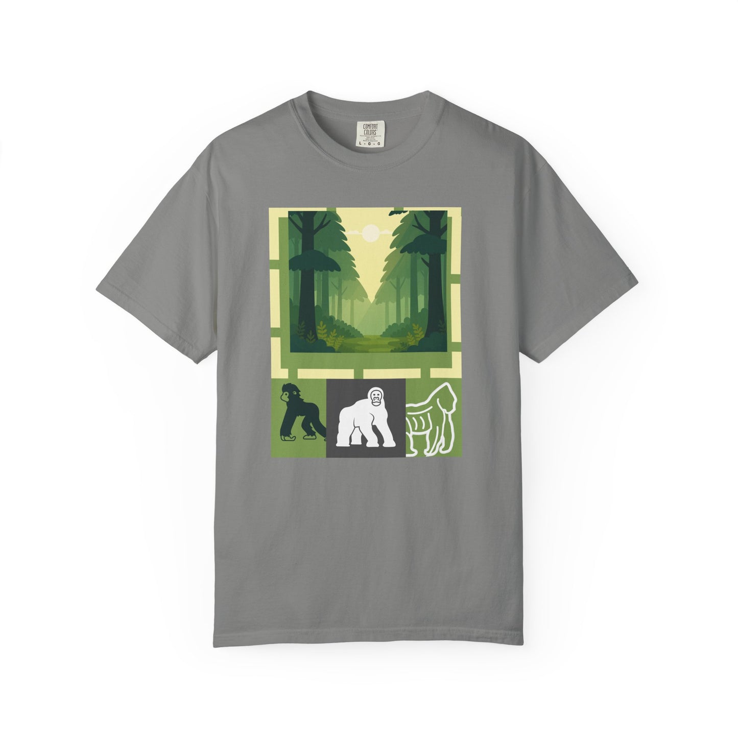 Dull Grey  Sasquatch Forest Graphic T-Shirt Bigfoot Nature Adventure Tee
