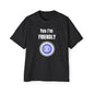 Funny 'Yes I'm Friendly' Tee with Winking Angry Emoji black T-shirt