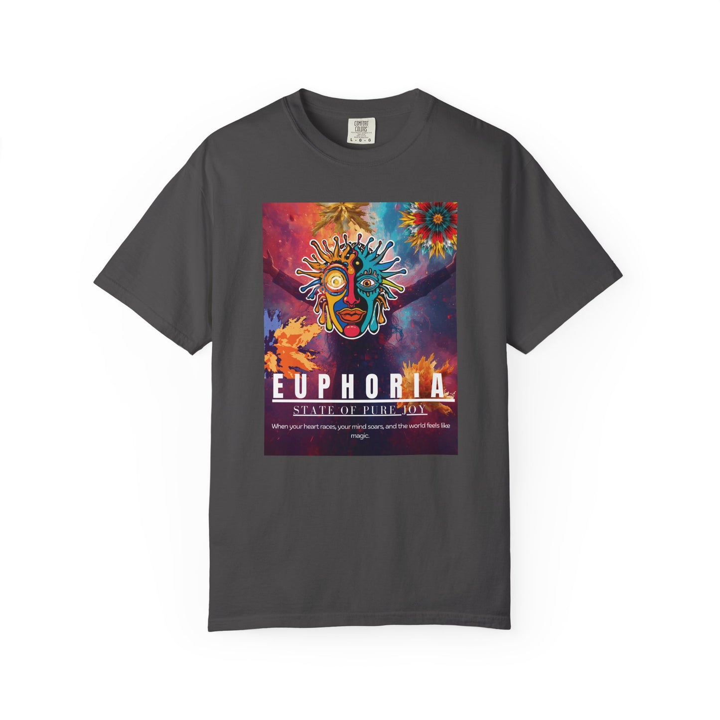 Graphite Navy Blue Euphoria Psychedelic Art T-Shirt- Music festivals 2026