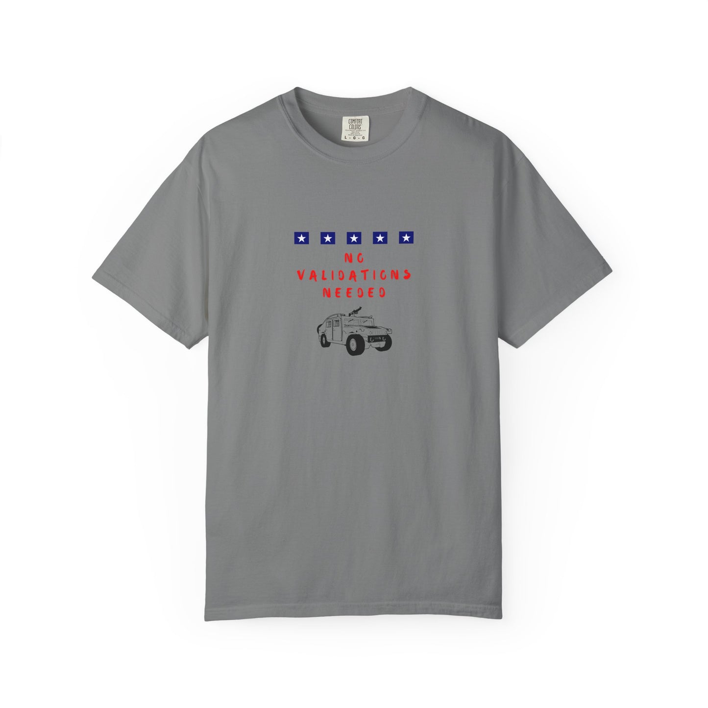 Gray t-shirt with graphic design No validations Needed