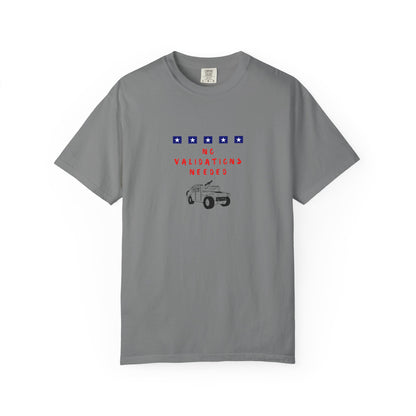 Gray t-shirt with graphic design No validations Needed