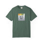 Green t-shirt with a short legs and big ego