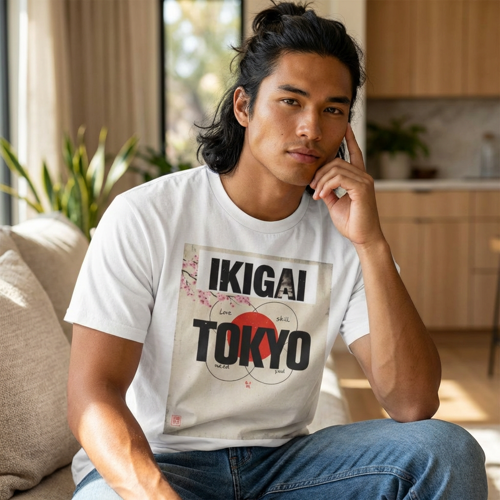 Ikigai Tokyo Graphic Tee — Samurai Red Sun Streetwear