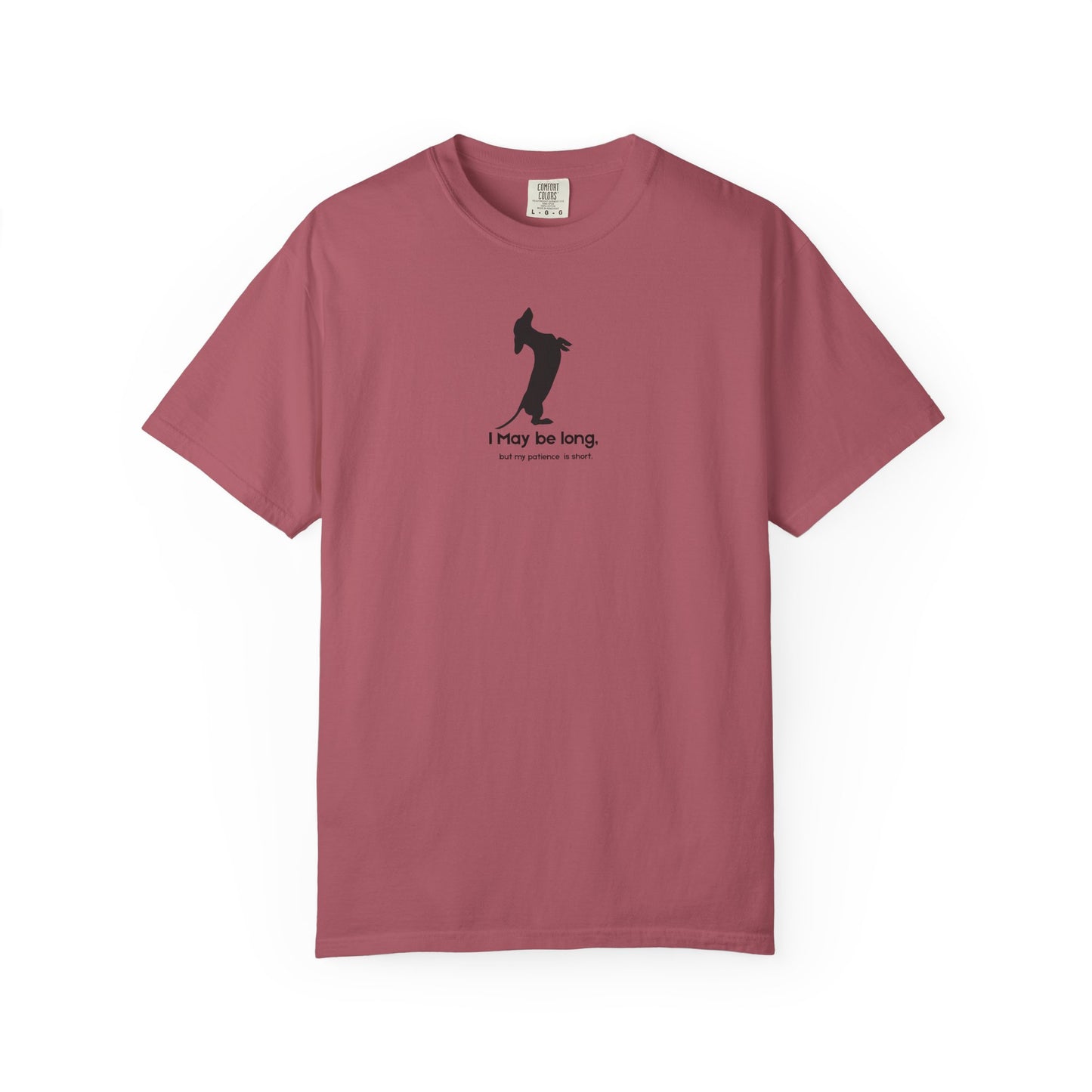 Maroon t-shirt_with_black_I_may_be_long_but_my_patience_is_short