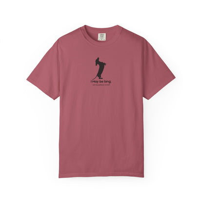 Maroon t-shirt_with_black_I_may_be_long_but_my_patience_is_short