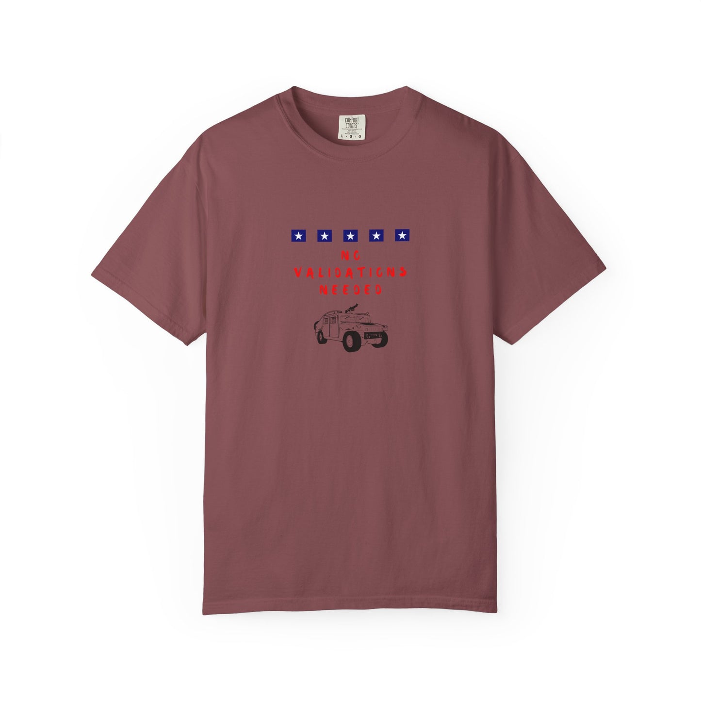 Maroon t-shirt with graphic design No validations Needed