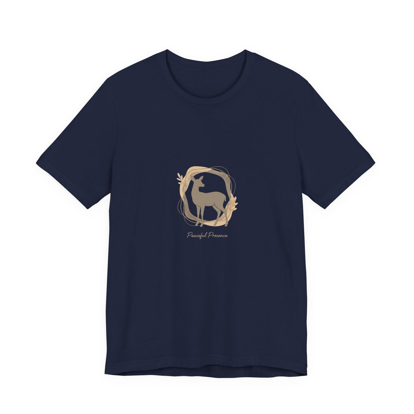 NAVY BLUE GRAY NATURAL BLACK_Minimal_Deer_Silhouette_Tee_neutral_animal_spots_quiet_nature_pattern
