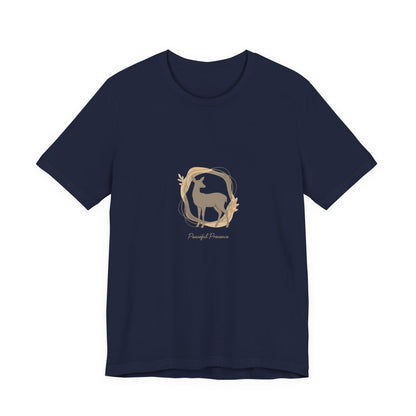NAVY BLUE GRAY NATURAL BLACK_Minimal_Deer_Silhouette_Tee_neutral_animal_spots_quiet_nature_pattern