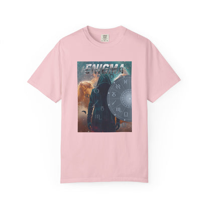 Pink Enigma Astral T-Shirt — Zodiac Wheel & Cosmic Raven Graphic Tee